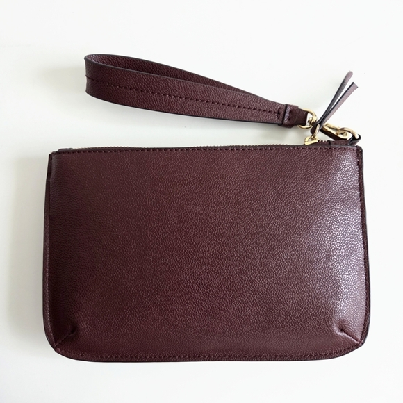 Nine West New Brown/Red Clutch Wristlet With Shiny Gold Hardware - Picture 13 of 16